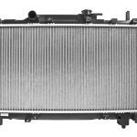 Automobile radiator detached from engine